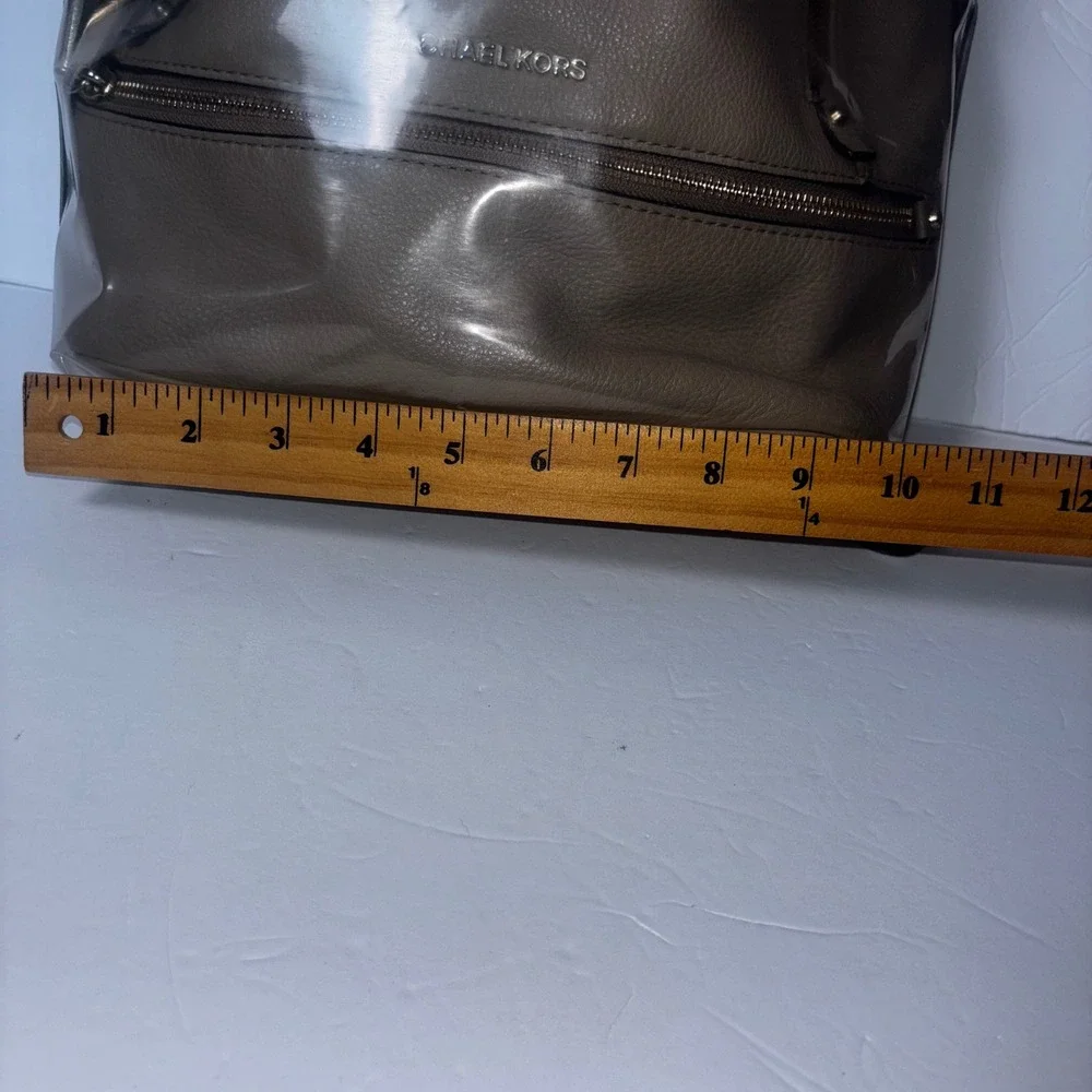 Michael Kors Rhea Zip Small Pebble Leather Backpack Truffle Tan Gold Tone Luxury